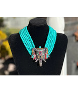 HEIDI DAUS Grand Chic Sheik Elephant Crystal Turquoise Beaded Necklace - £136.27 GBP