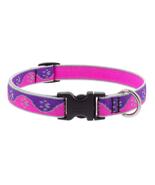 Lupine Reflective Small Dog Collar 3/4" Wide Pink Paws Adjusts from 9" t... - $26.48