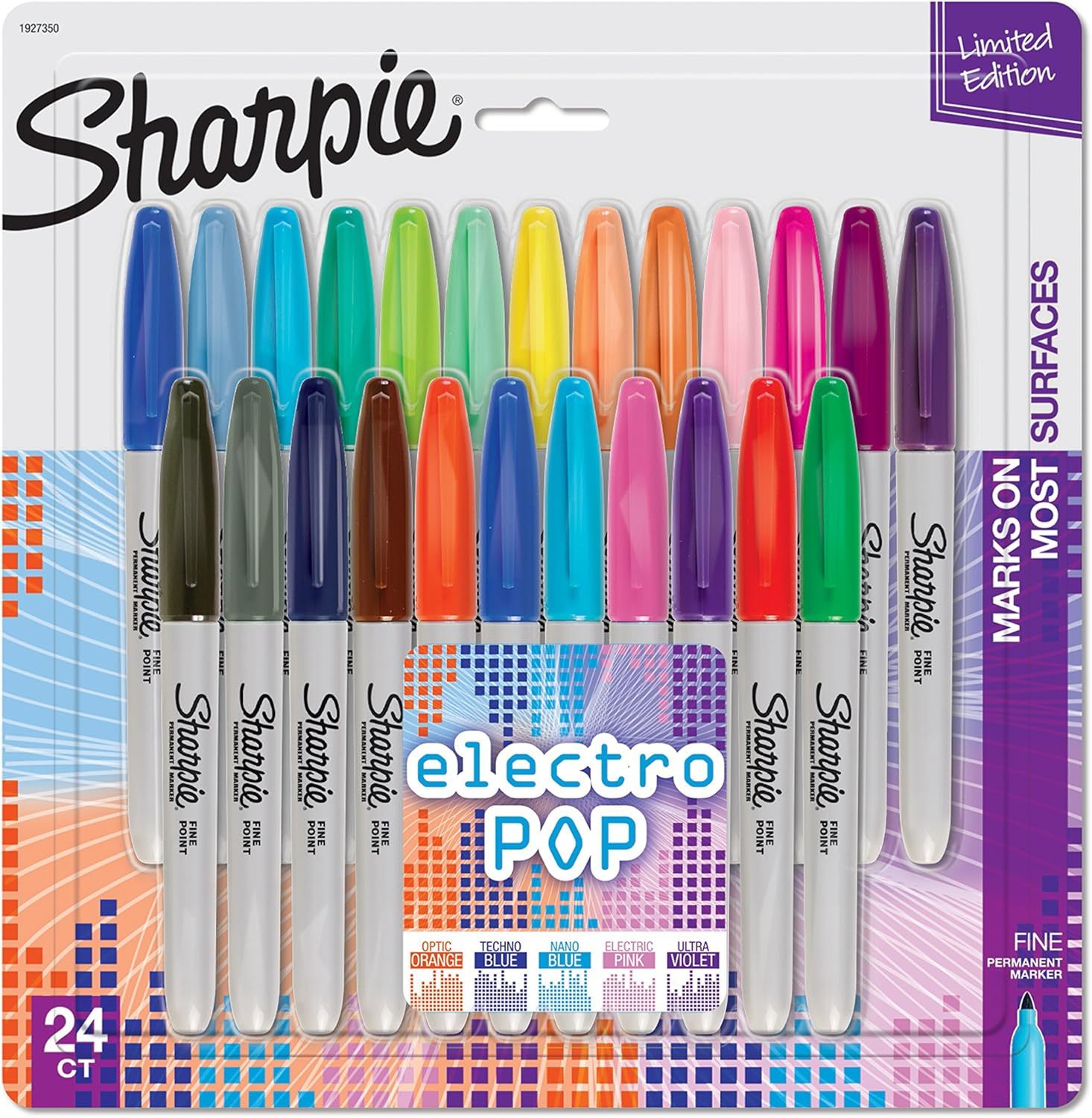Primary image for Electro Pop Permanent Markers, Fine Point, 24 Count, Assorted, Sharpie 1927350.
