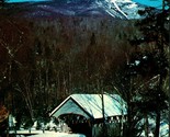 Covered Bridge in Winter Flume Bus Road New Hampshire NH Chrome Postcard C1 - $3.02