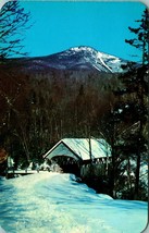 Covered Bridge in Winter Flume Bus Road New Hampshire NH Chrome Postcard C1 - £2.42 GBP