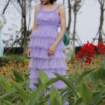 Purple Layered Tulle Maxi Skirt Women Custom Plus Size Fluffy Tulle Skirt image 10