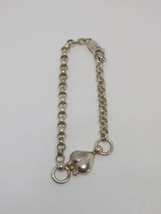 Vintage Sterling Silver 925 Heart Bracelet 7&quot; - £23.42 GBP