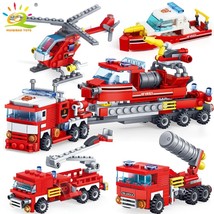 348pcs Fire Fighting 4in1 Trucks Car Building Blocks City Figures Children Toys - £23.97 GBP