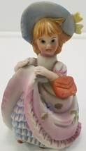 VC) Vintage Girl with Dress and Hat Ceramic Figurine Statue 4.5&quot; Tall - $127.40 MXN