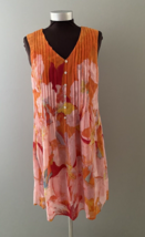 rabbit rabbit rabbit Dress Womens 10 Orange Pink Floral Sleeveless Pleat... - £17.01 GBP