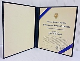 Defense Logistics Agency Award Signed By Brigadier General Henry Skeen US Army - £29.87 GBP