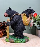 &quot;Gone Fishing&quot; Mother Black Bear With Cub In Fishing Backpack Statue Wil... - $571.96 MXN