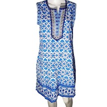 srishti blue and white embroidered shift dress - $18.81