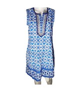 srishti blue and white embroidered shift dress - $348.13 MXN