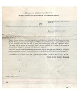 Met Life Assicurazione Credito Dividend Credito Form 1959 - £24.11 GBP