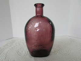 Vintage Wheaton Glass House Amethyst Glass Bottle Father of our Country  8&quot; - $12.82