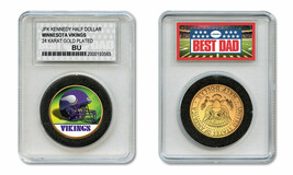 MINNESOTA VIKINGS NFL *GREATEST DAD* JFK 24KT Gold Clad Coin SPECIAL LTD... - $229.77 MXN