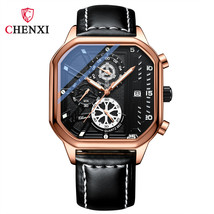 Multifunctional Square Men&#39;s Watch Chronograph Calendar Luminous Men&#39;s Watch Bel - £22.43 GBP