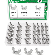 35PCS SAE Wing Nuts Assortment Kit, 304 Stainless Steel, Sizes 1/4&quot;-20 t... - $21.61 CAD