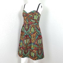 Nanette Lepore Kharma Dress Silk Metallic Brocade Party Cocktail Green Red Sz 6 - $46.54