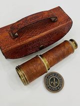 Antique Brass Working Telescope/Spyglass with Leather Case - Nautical An... - $41.58