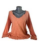 Altar&#39;d State Women&#39;s Long Sleeve Orange Top Fringe V-Neck Shirt Size Small - $20.33 CAD