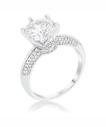 Silvertone Rhodium Plated Brass Round CZ Pave Solitaire Engagement Ring - $50.96 CAD