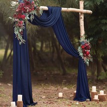 Wedding Arch Draping Fabric Chiffon Fabric Navy Blue Drapery 2 Panels 6 Yards - £28.92 GBP