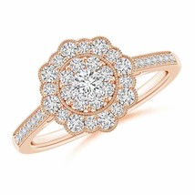 ANGARA Pressure-Set Diamond Floral Engagement Ring in 14K Gold (HSI2, 0.52 Ctw) - £1,279.54 GBP