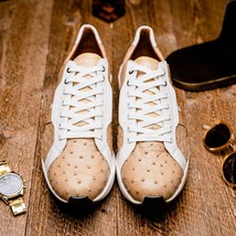 Lyon II Genuine Ostrich and Calfskin Fashion Sneaker Orix / White image 15
