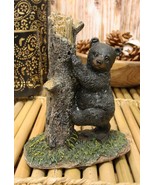 Ebros 5.5&quot; Tall Realistic Black Bear Climbing Tree Trunk Statue Rustic W... - $458.41 MXN
