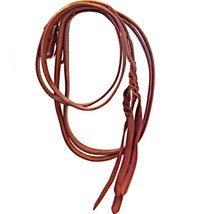 Extra Heavy Harness Leather Western Show Split Reins Braided Tails 1 in x 8.5 Ft - £110.30 GBP