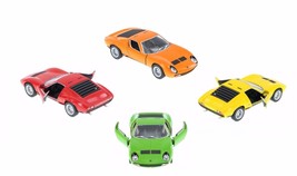 New 4 Pc Set 1971 Lamborghini Miura P400 Sv Diecast Model Toy Car 1:34 Gift Kids - $55.96