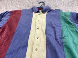 417 Van Heusen Dress Shirt Mens X-Large Button Up Colorblock denim 90’s Vintage - £23.81 GBP