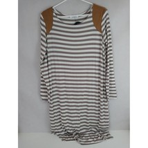 NWT Caralase Brown &amp; White Striped Long Sleeve Dress Size Medium - £15.36 GBP