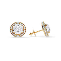 2.50 Carat Lab Grown Diamond Double Edge Halo Stud Earrings /  14K Gold ... - $29,762.04 MXN