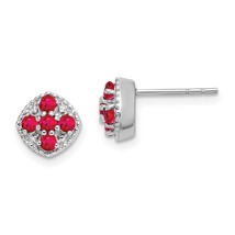 Sterling Silver African Ruby Square Post Earrings Jewerly - £67.92 GBP