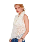 $118 Free People Cowl Neck Tank Top X Small 2 Ivory Oversized Airy Layering - $40.89
