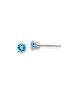 Finest Gold 4 mm 14K White Gold Blue Topaz Stud Earrings, Pair - $153.75 CAD