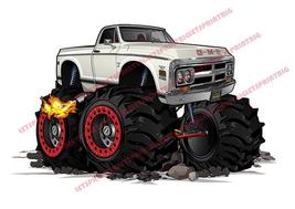 1972 Monster 4x4 Pickup Monster Truck on Rocks With Flames Car Art Wall Decal - £12.78 GBP+