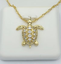 Christmas 2.00Ct Round Simulated Diamond Cute Turtle 14k Yellow Gold Plated - £83.53 GBP
