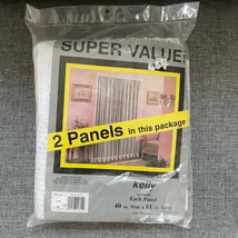 NWT NOS NIP Vintage Pair 2 Kelly Curtain Panels White Textured Weave 40”... - $30.60