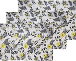 Set of 3 Same Thin Fabric Placemats(11&quot;x18&quot;) BEES,FLOWERS &amp; LEAVES,black... - $14.84