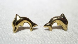 10K Yellow Gold Dolphin Earrings K1346 - £58.48 GBP