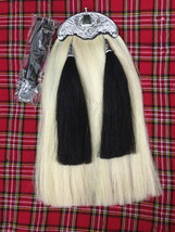 Original Long Horse Hair Sporran White Body 2 black Tassels With Chain Belt - $2,791.40 MXN