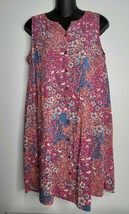 J. JILL Womens Dress SMALL Petite Sleeveless Flowers Pink Floral Button Down - £23.97 GBP
