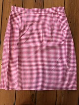 Vintage Talbots Petites Pink White Silk Gingham Checkered Pencil Skirt 8 27&quot; - £31.69 GBP