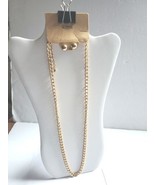 Necklace With Ball 12mm Earrings Gold Tones Large Chain Links Jewelry - $22.05