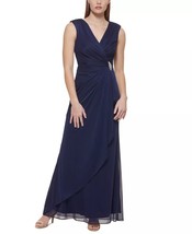 Jessica Howard Ruched Faux-Wrap Dress Navy Size 6 - £38.66 GBP