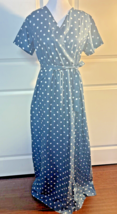 Anna-Kaci Maxi Swiss Dot Long Dress, Blue/Green, Size L - $303.08 MXN