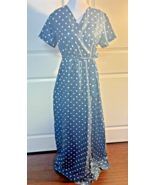 Anna-Kaci Maxi Swiss Dot Long Dress, Blue/Green, Size L - $15.99