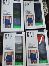 GAP Men&#39;s 3 Pack 5&#39;&#39; Organic Cotton Boxer Briefs, Blue Multi Colors - New - $14.85+