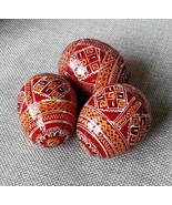Set of 3 Wooden eggs Decorate for Easter Gift Pysanky Pysanka Handmade 2,5&quot; - £14.83 GBP