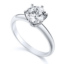 1ct Round Solitaire LC Moissanite White Gold Plated Silver Engagement Ring - £133.14 GBP